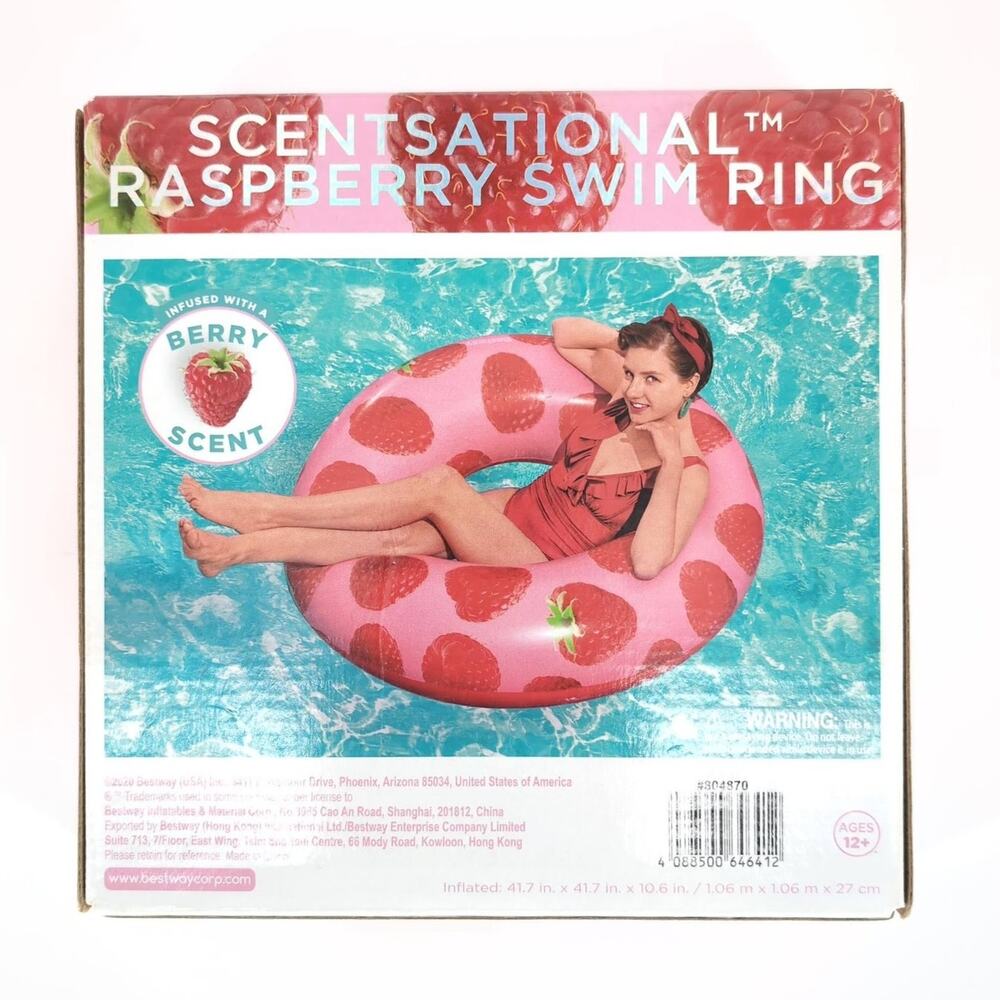 H2O Go Scentsational Raspberry Scented Inflatable Swimming Pool Ring Float - New - Picture 2 of 10